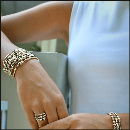 The Nantucket Collection 4*6 14k Gold- Filled Beaded Bracelet: 6.5"