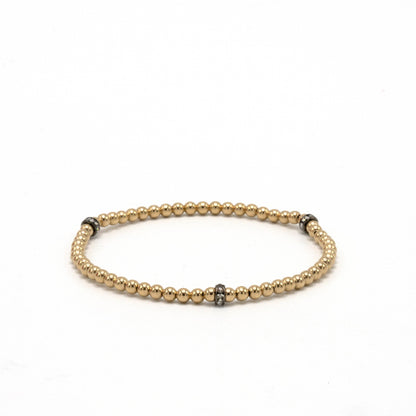 3mm Karma Glitter 14k Gold Filled Bead Bracelet: 7.0