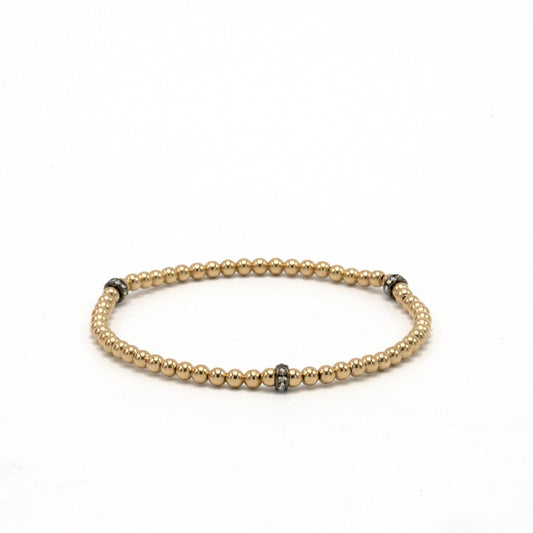 3mm Karma Glitter 14k Gold Filled Bead Bracelet: 7.0