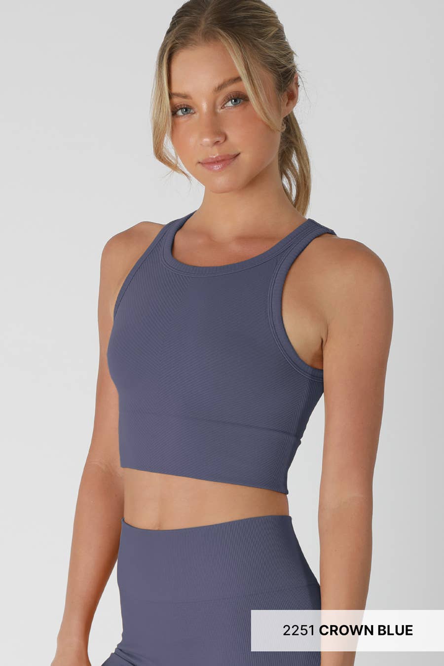 Chevron Highneck Crop Top: Pale Banana