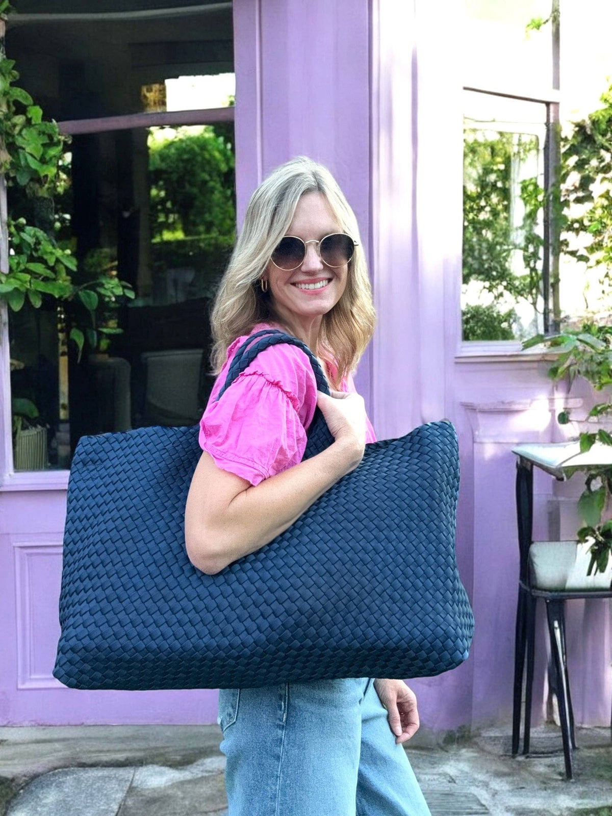 Woven Mahjong Bag - Magenta