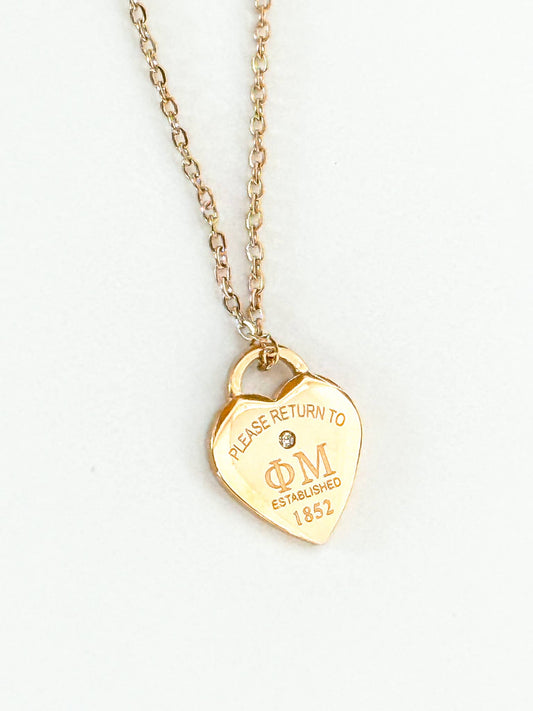 Phi Mu Please Return Necklace