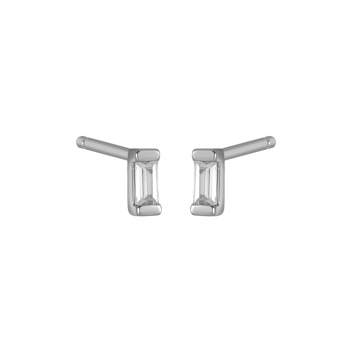 MINIMALIST BAGUETTE STONE ADA STUDS SILVER: SILVER