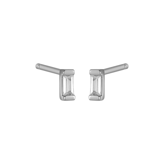 MINIMALIST BAGUETTE STONE ADA STUDS SILVER: SILVER