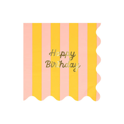 Stripe Happy Birthday Large Napkins