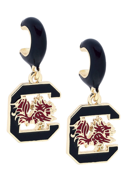 South Carolina Gamecocks Enamel Logo Huggie Hoop Earrings
