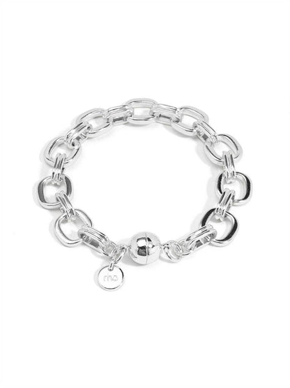 Square Link Magnet Bracelet: Silver