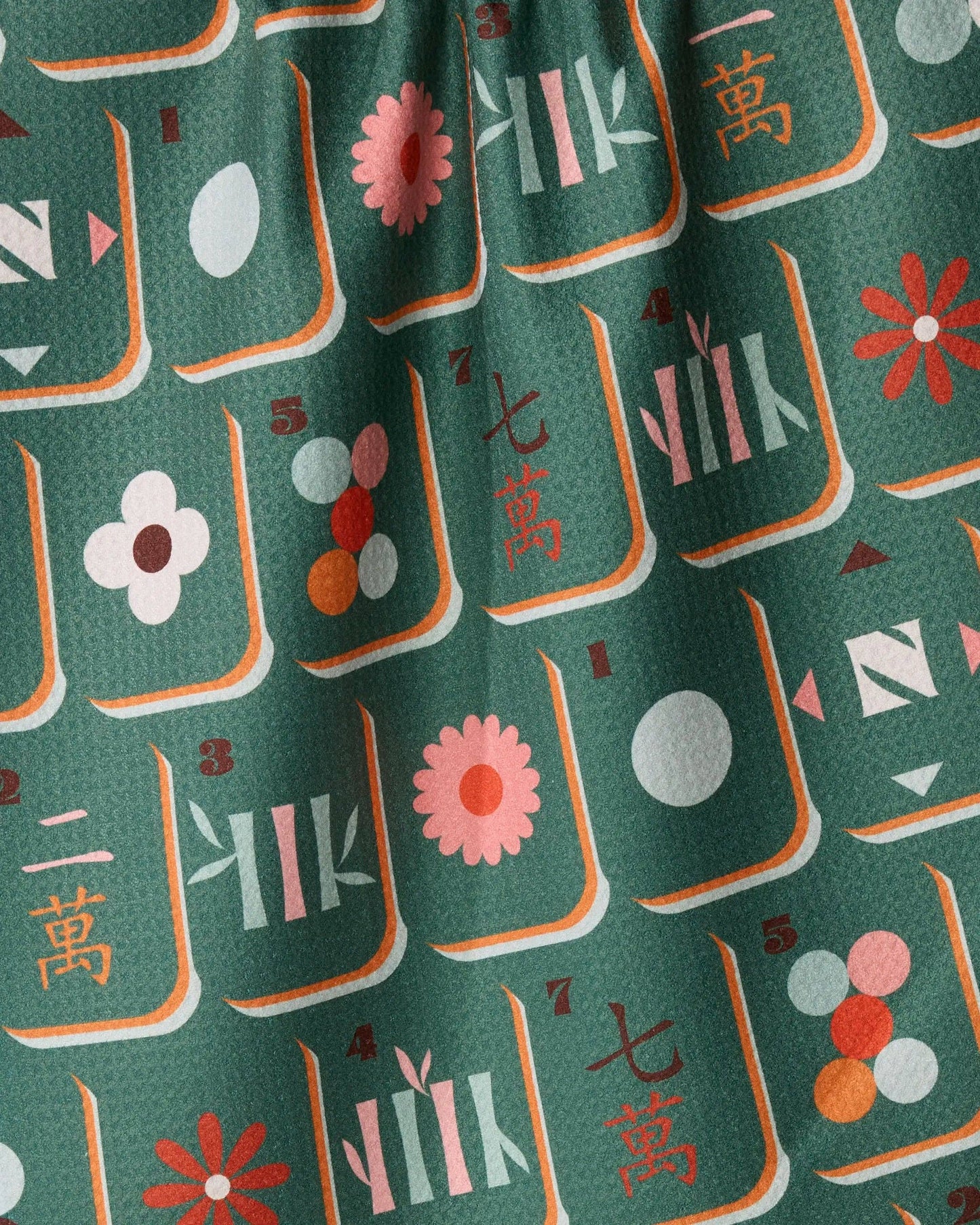 Moss Tile Toss Tea Towel - Mahjong