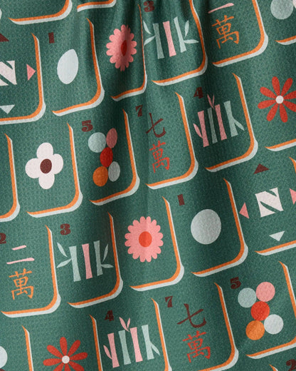 Moss Tile Toss Tea Towel - Mahjong