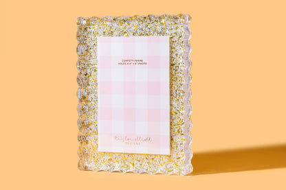Medium Frame - Pearl + Gold Confetti