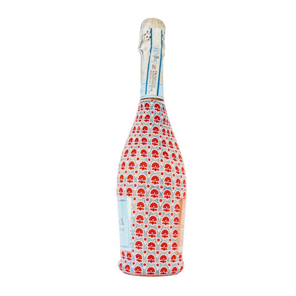 Prosecco Bottle Wrap - Blue Flower Blockprint
