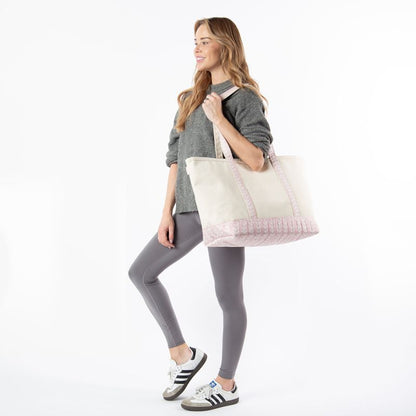 Block Print Large Classic Tote - Pink