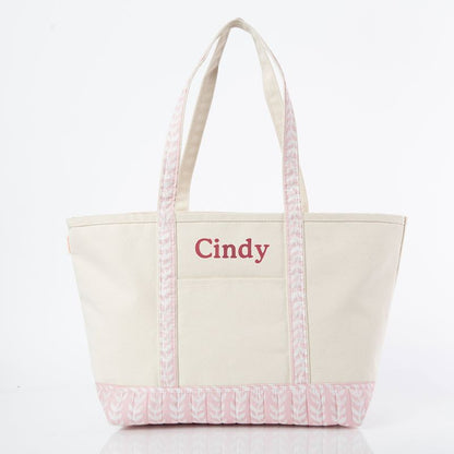 Block Print Large Classic Tote - Pink