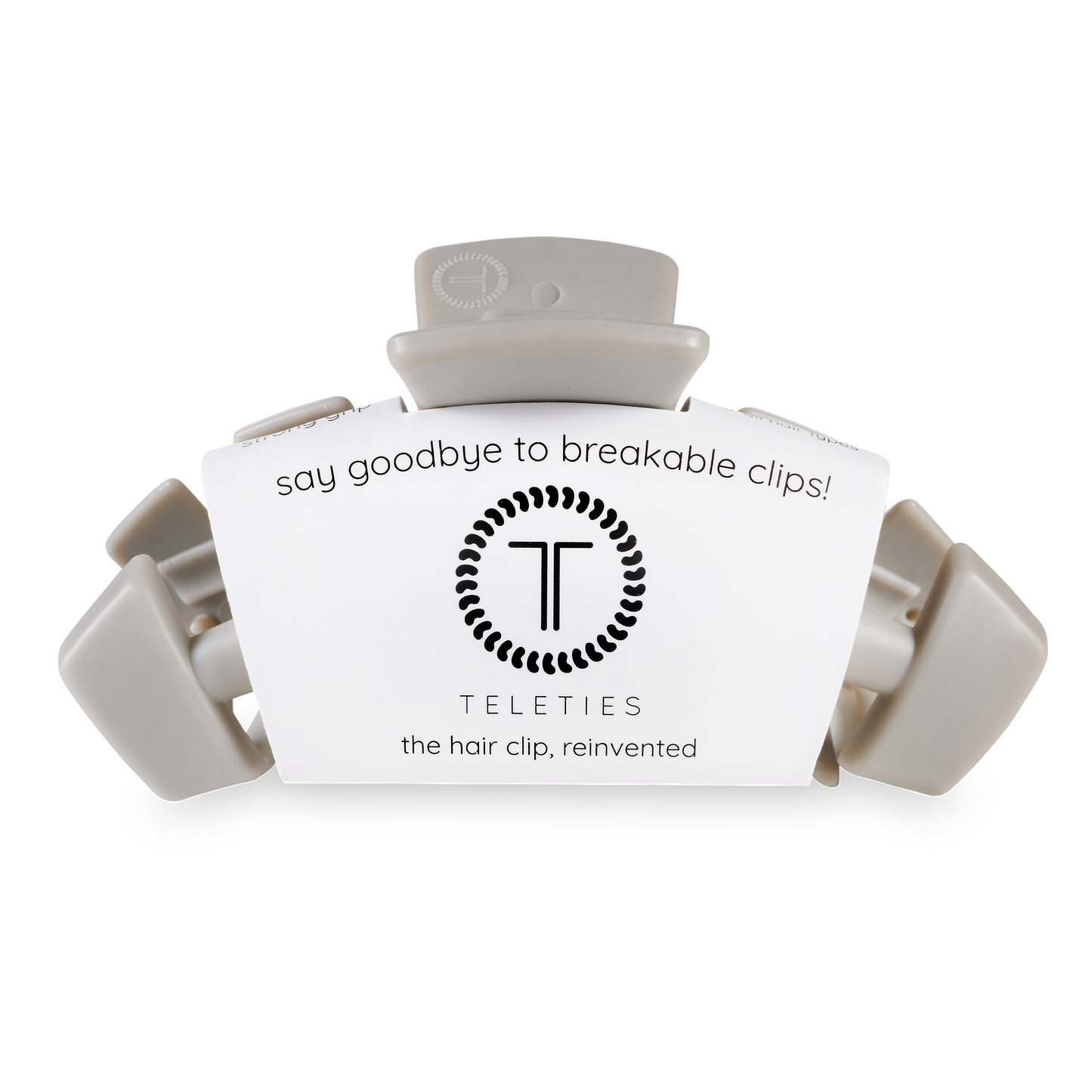 TELETIES - Classic Hair Clip | Large | Silver Flames