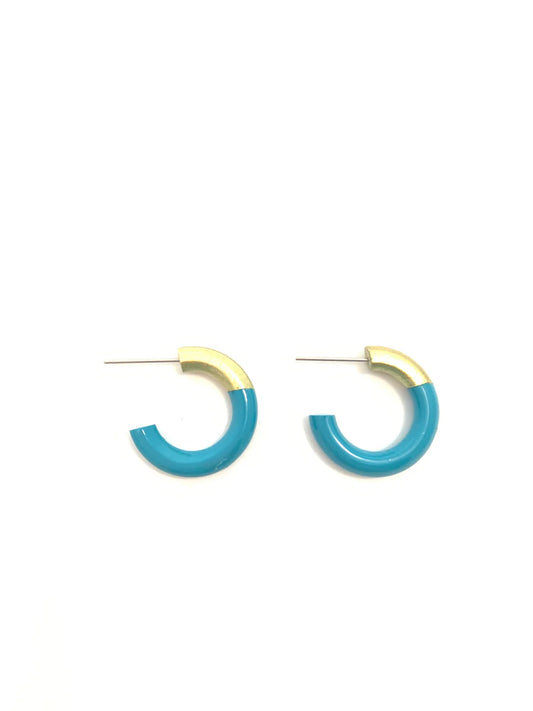 Liz Small Hoops - Peacock Blue