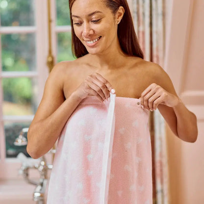 Weezie Towel Wrap - Tossed Pink Hearts