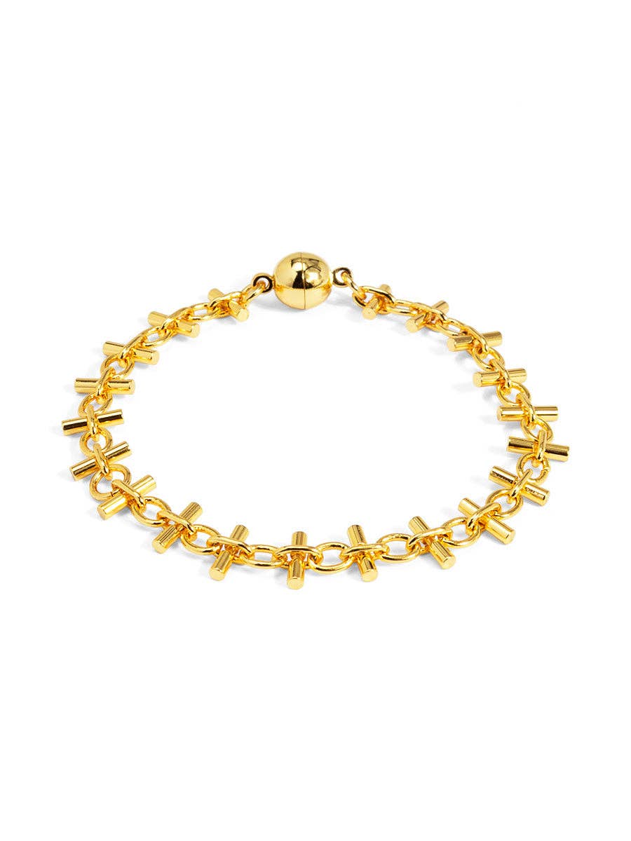 Bar Link Magnet Bracelet: Gold