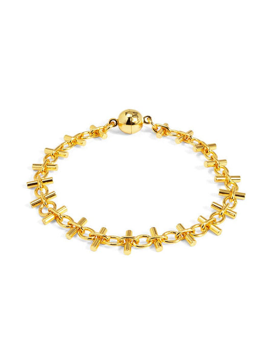 Bar Link Magnet Bracelet: Gold
