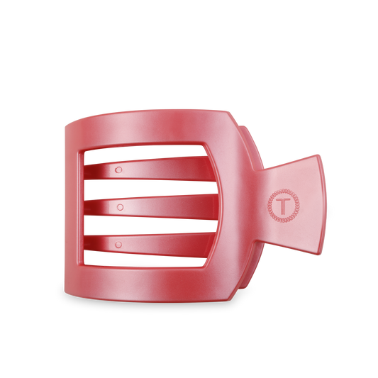 TELETIES - Square Flat Hair Clip | Large | Calming Coral
