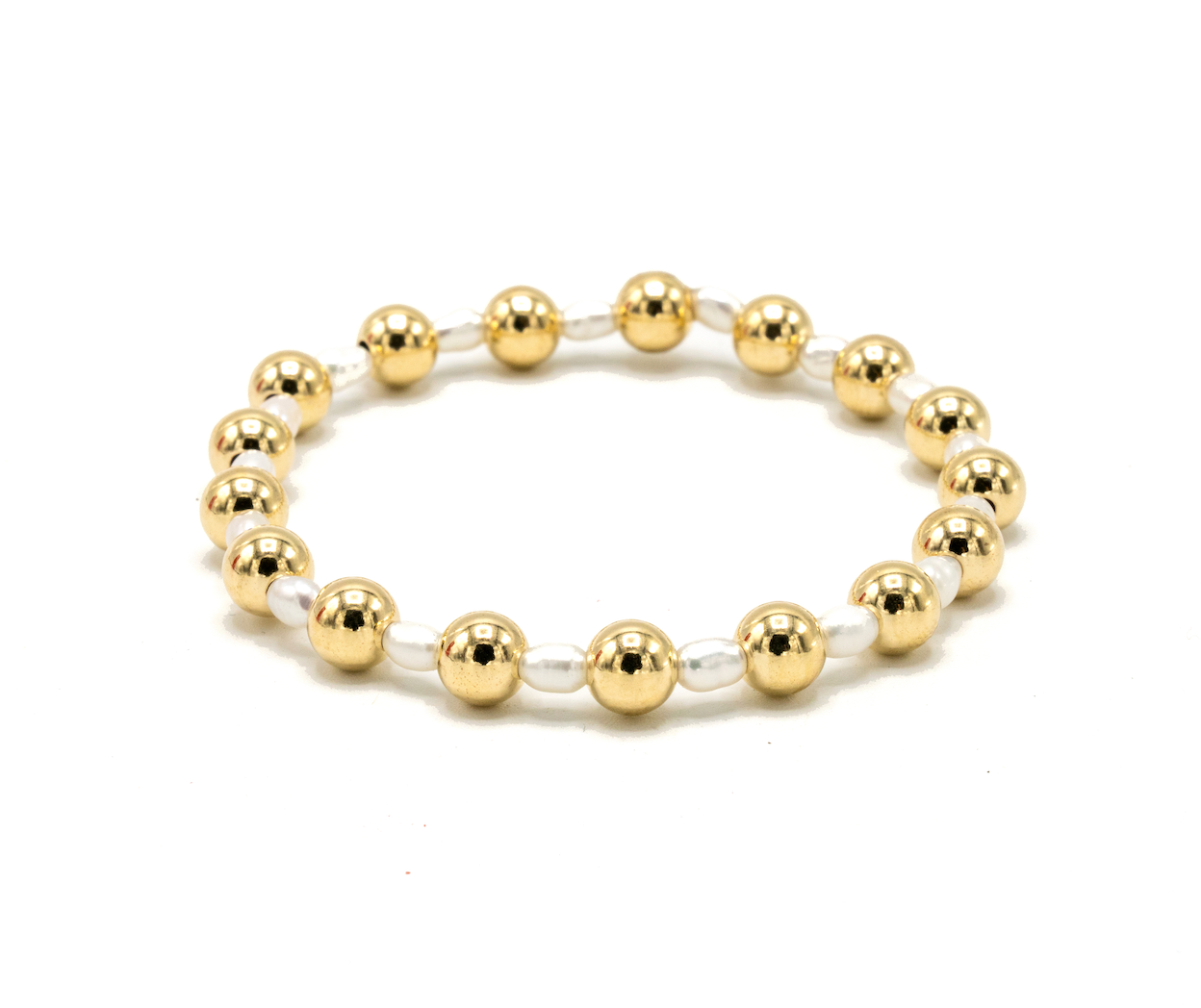 6mm Montauk 14k Gold and Pearl Waterproof Bracelet: 6.5