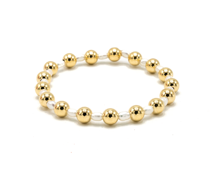 6mm Montauk 14k Gold and Pearl Waterproof Bracelet: 6.5