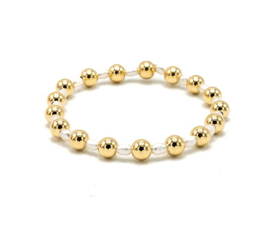 6mm Montauk 14k Gold and Pearl Waterproof Bracelet: 6.5