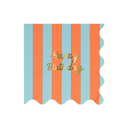 Stripe Happy Birthday Large Napkins