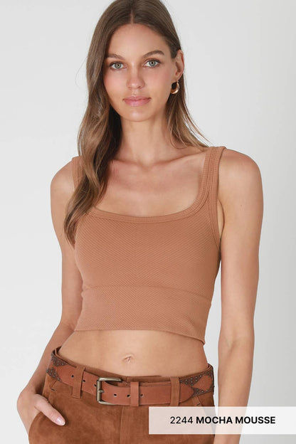 Chevron Ribbed Crop Top: Icy PInk