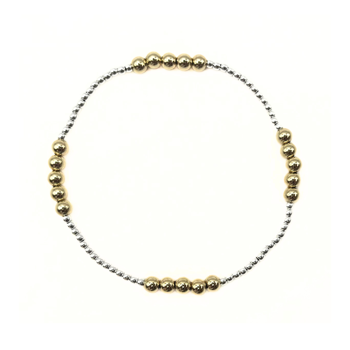 The Hamptons Mix 2*4 Sterling Silver and 14k Gold-Filled Beaded Bracelet: 6.5"