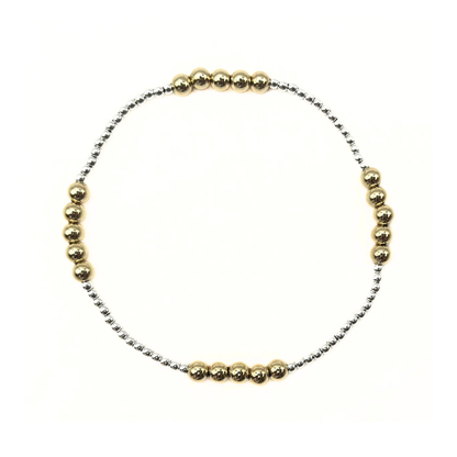 The Hamptons Mix 2*4 Sterling Silver and 14k Gold-Filled Beaded Bracelet: 6.5"