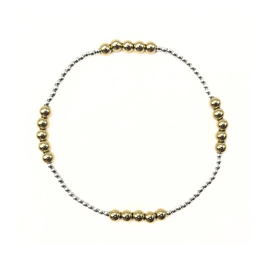 The Hamptons Mix 2*4 Sterling Silver and 14k Gold-Filled Beaded Bracelet: 6.5"
