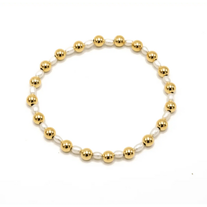 4mm Montauk 14k Gold and Pearl Waterproof Bracelet: 6.5