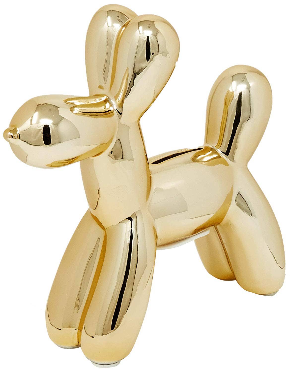 Gold Mini Ceramic Dog Piggy Bank - 7.5" tall