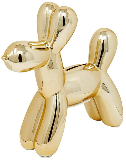 Gold Mini Ceramic Dog Piggy Bank - 7.5" tall