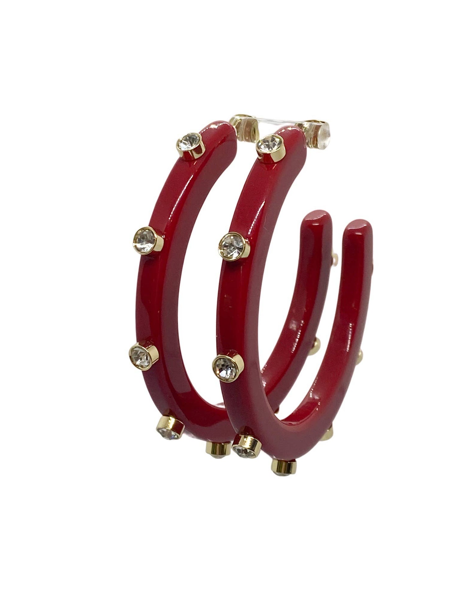 BeJeweled Hoops- 2" Garnet