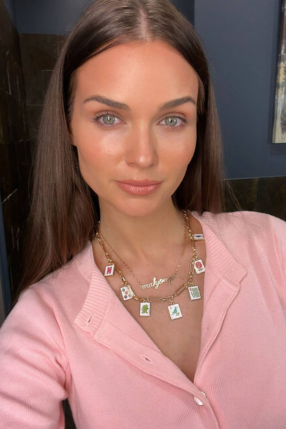 Going Mahjong! Enamel Charm Necklace in Multi
