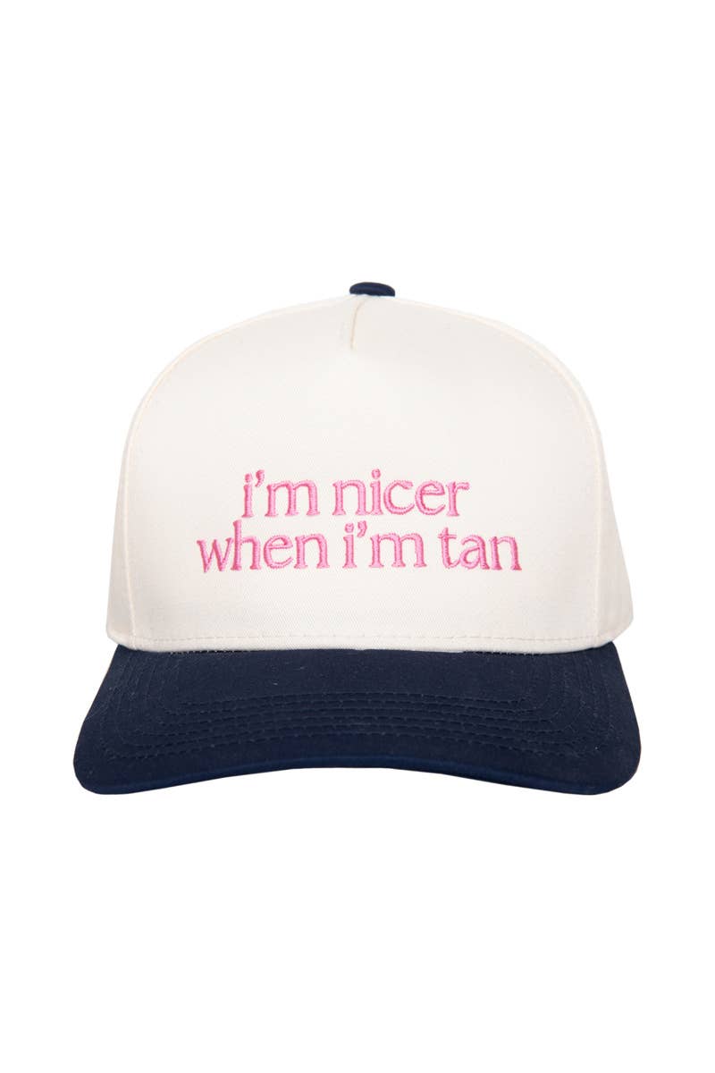 I'm Nicer When I'm Tan Hat - Pink Stripe