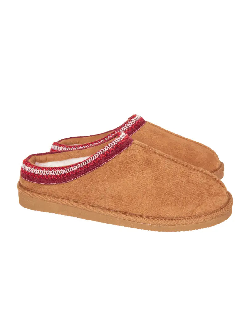 Embroidered House Shoes - Chestnut