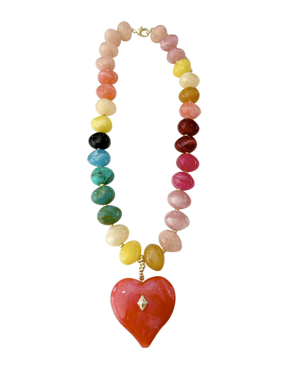 Tisha Multi Beaded Necklace with Heart Charm