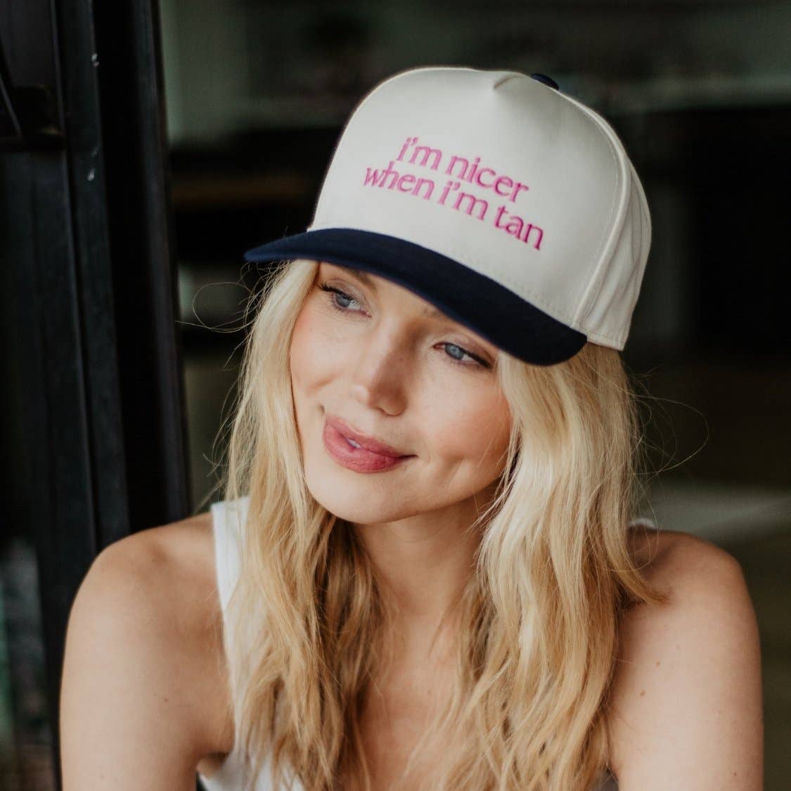 I'm Nicer When I'm Tan Hat - Pink Stripe