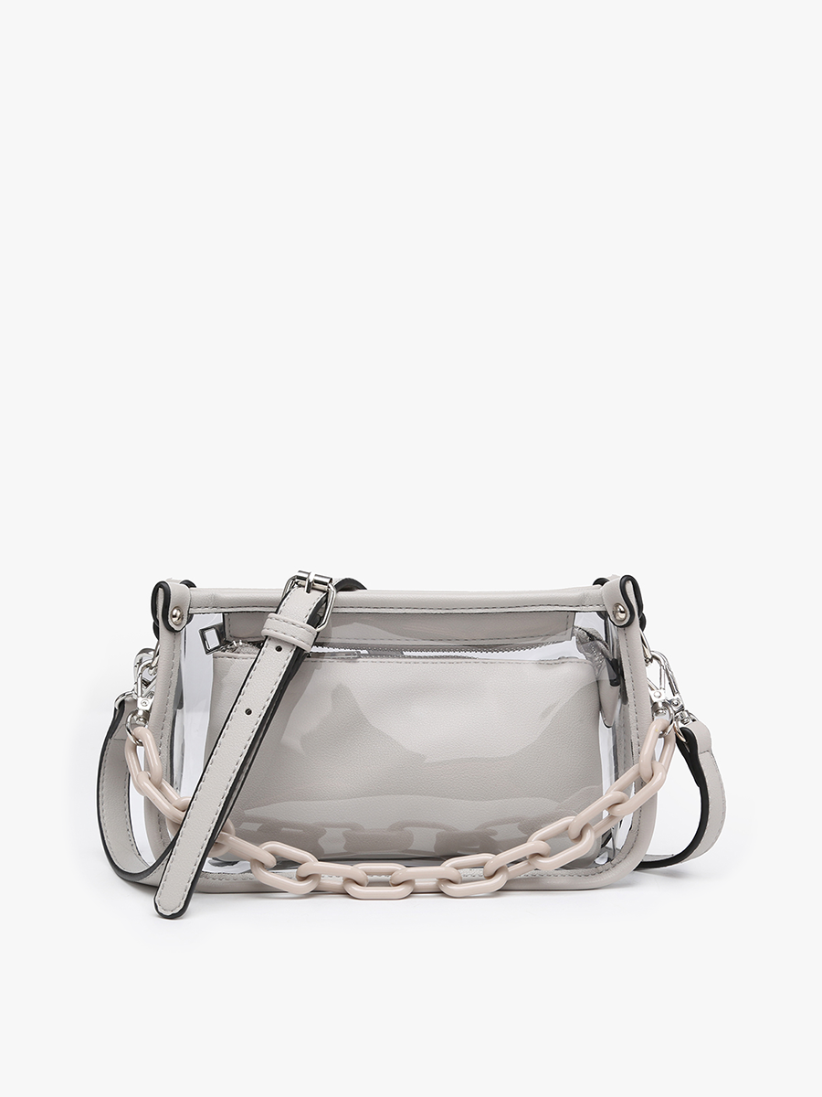 Clear Crossbody w/ Chain: Glitter Black