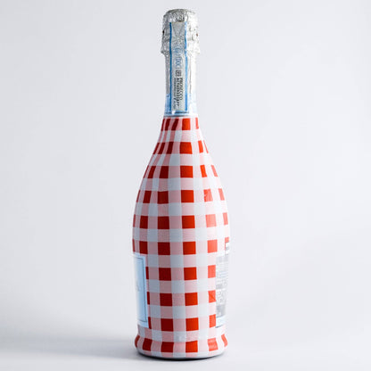 Prosecco Bottle Wrap - Red/White Gingham