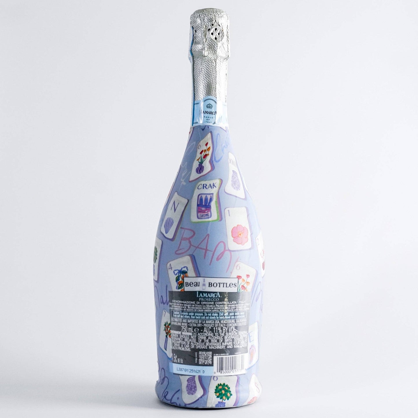 Prosecco Bottle Wrap - Blue Mahjong
