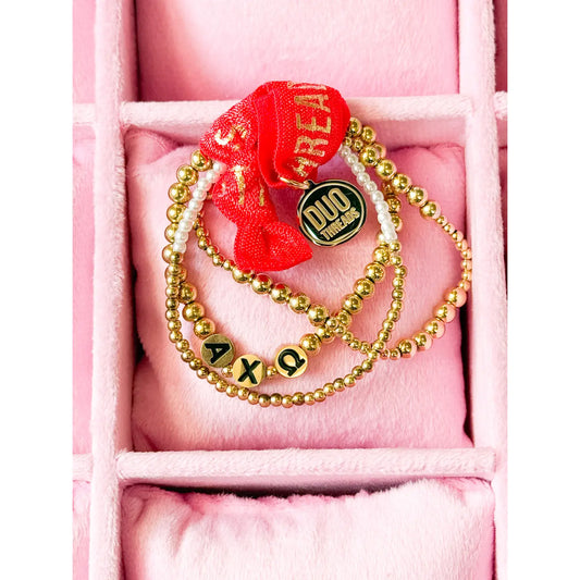 AXO Sorority Gold Stack Bracelet