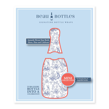 Beau Bottles Blue Easter Bunny Toile- MINI Prosecco Collection - Six Pack