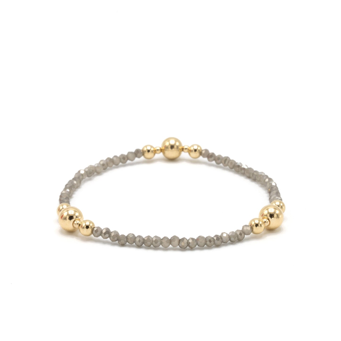 The Nantucket Shimmer Gray & 14k Gold- Filled Beaded Bracelet: 6.5"