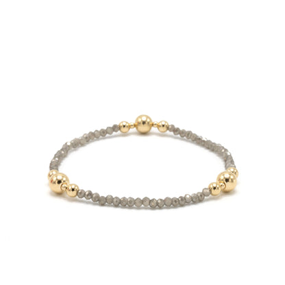 The Nantucket Shimmer Gray & 14k Gold- Filled Beaded Bracelet: 6.5"