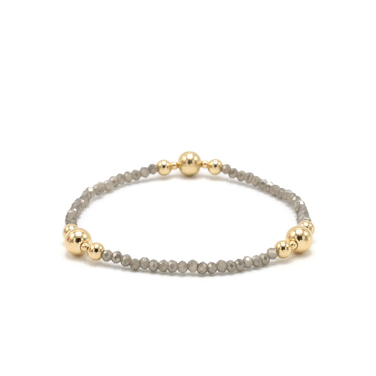 The Nantucket Shimmer Gray & 14k Gold- Filled Beaded Bracelet: 6.5"