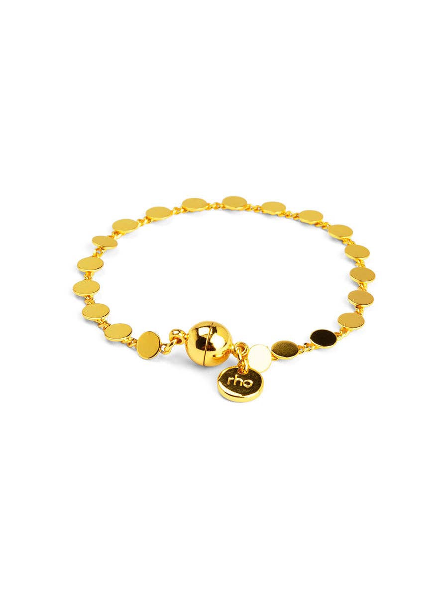 Dot Disc Chain Magnet Bracelet: Silver