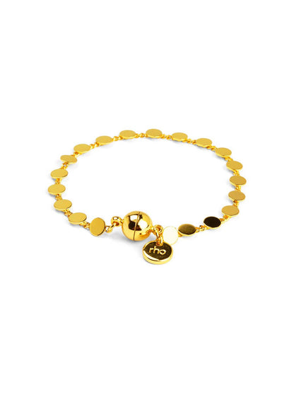 Dot Disc Chain Magnet Bracelet: Silver